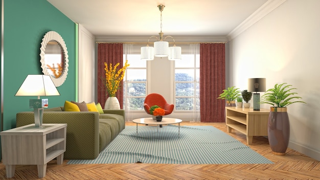 Illustration of the living room interior