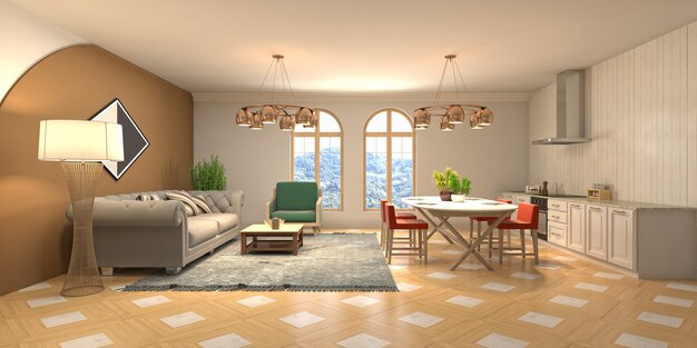 Illustration of the living room interior