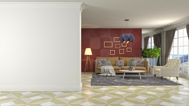 Illustration of the living room interior