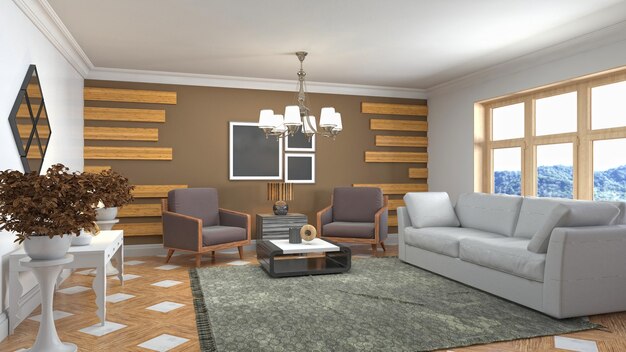 Illustration of the living room interior