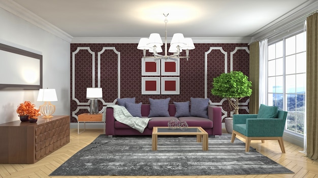 Illustration of the living room interior