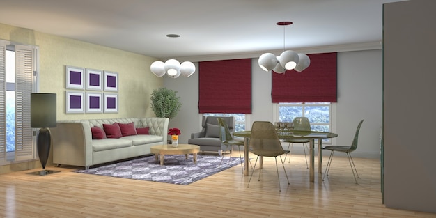 Illustration of the living room interior