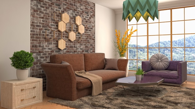 Illustration of the living room interior