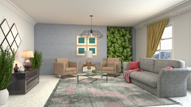 Illustration of the living room interior