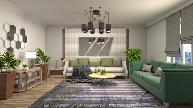 Illustration of the living room interior