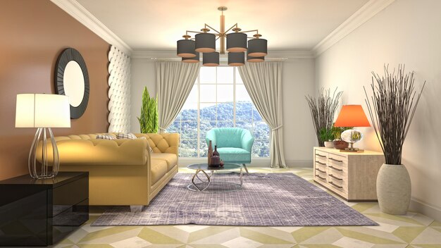 Illustration of the living room interior