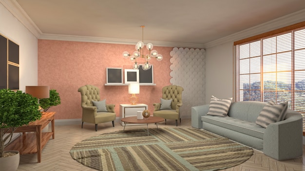 Illustration of the living room interior