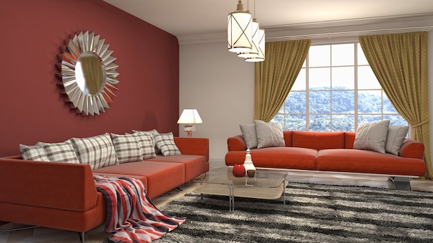 Illustration of the living room interior