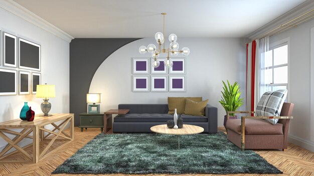 Illustration of the living room interior