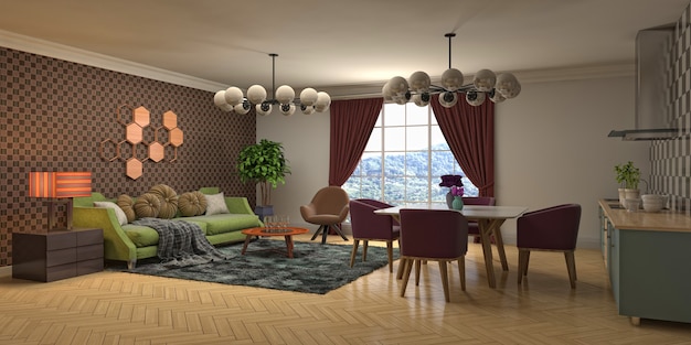 Illustration of the living room interior