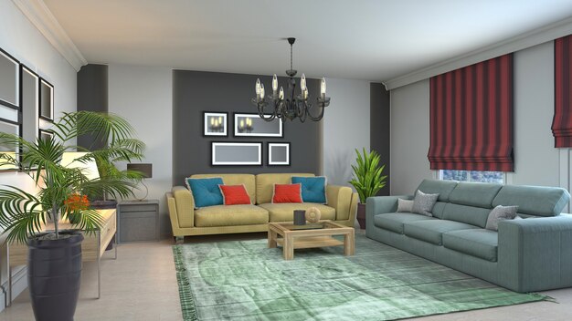 Illustration of the living room interior