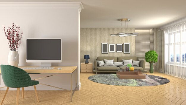 Illustration of the living room interior