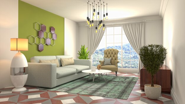 Illustration of the living room interior