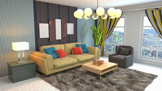 Illustration of the living room interior