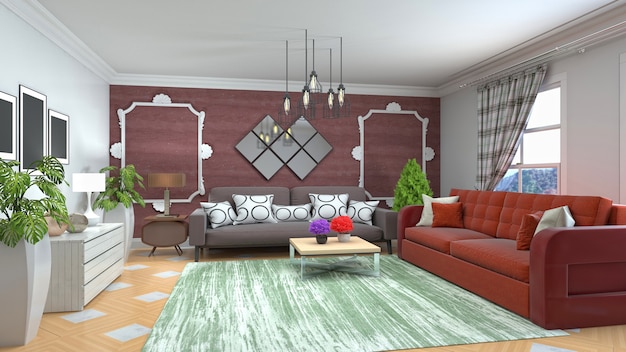 Illustration of the living room interior