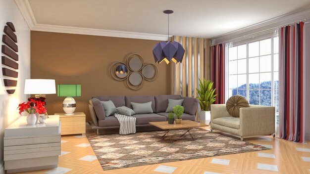 Illustration of the living room interior