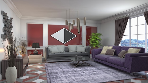 Illustration of the living room interior