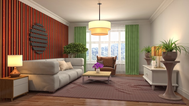 Illustration of the living room interior