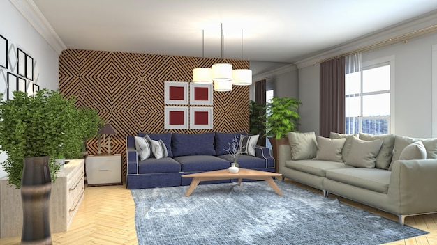 Illustration of the living room interior