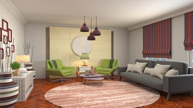 Illustration of the living room interior