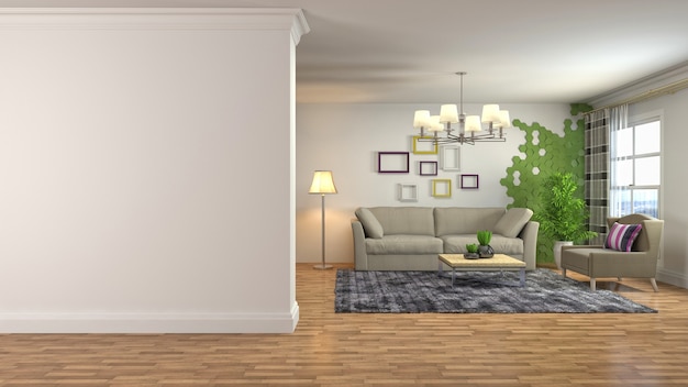 Illustration of the living room interior