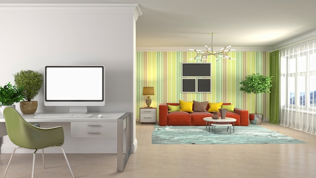 Illustration of the living room interior