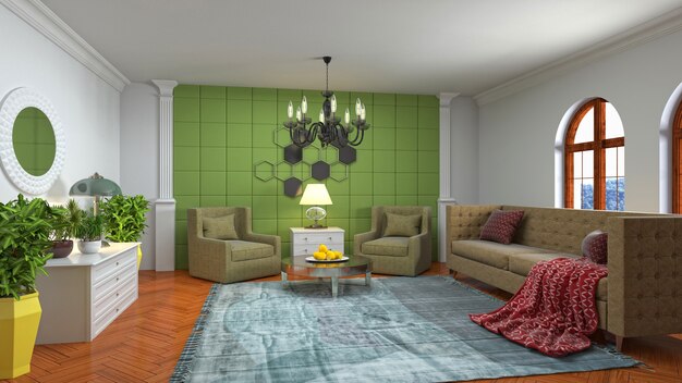 Illustration of the living room interior