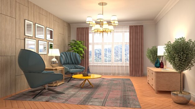 Illustration of the living room interior