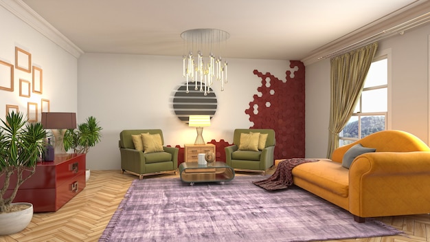 Illustration of the living room interior