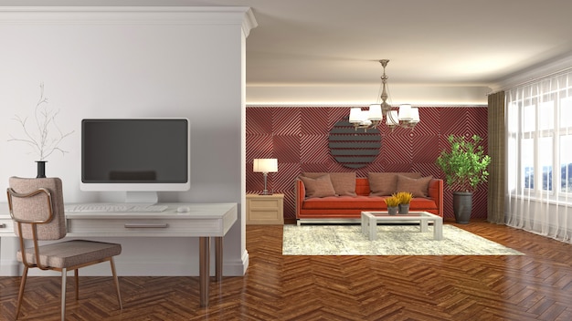 Illustration of the living room interior