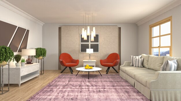 Illustration of the living room interior