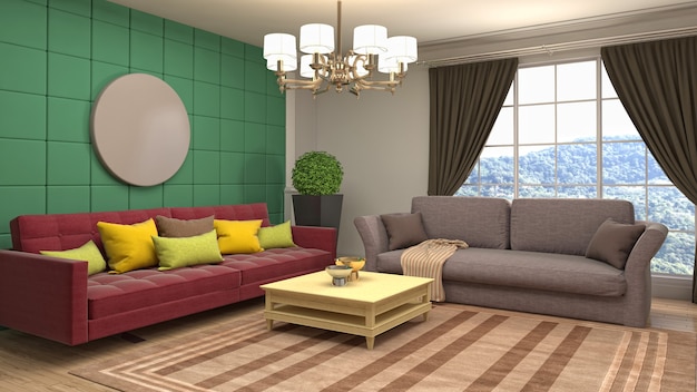 Illustration of the living room interior