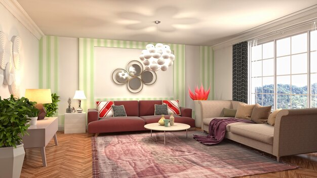 Illustration of the living room interior