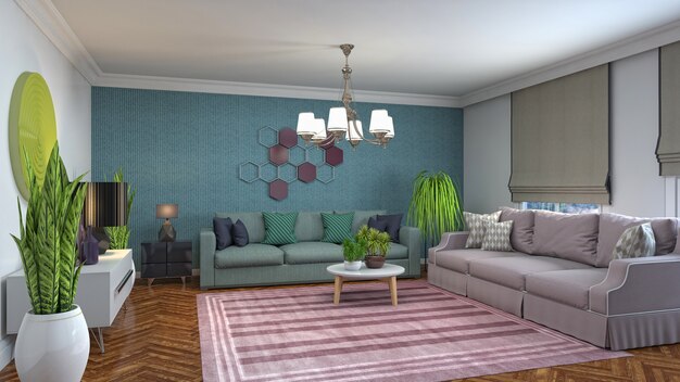 Illustration of the living room interior