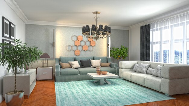 Illustration of the living room interior