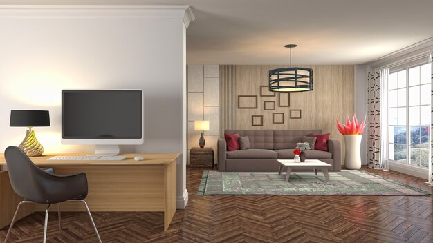 Illustration of the living room interior