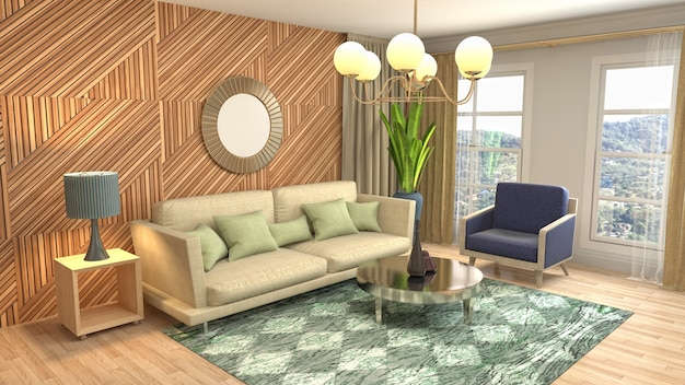 Illustration of the living room interior