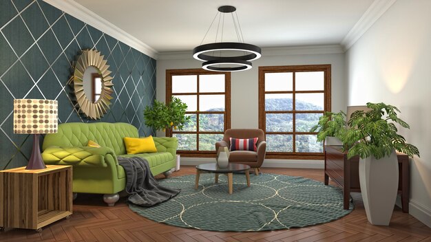 Illustration of the living room interior