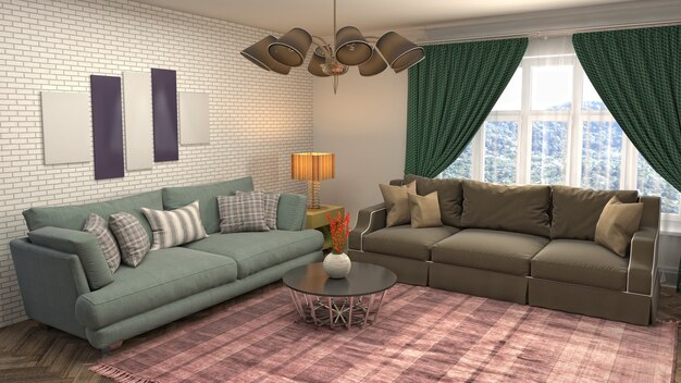 Illustration of the living room interior