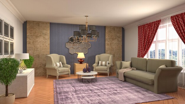 Illustration of the living room interior