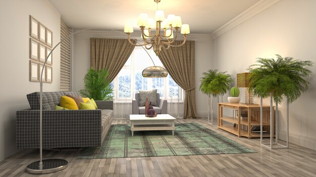 Illustration of the living room interior