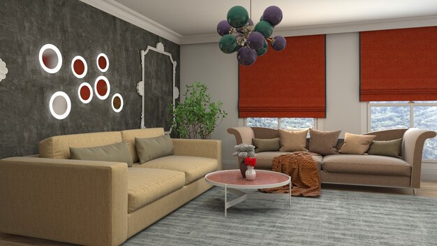 Illustration of the living room interior