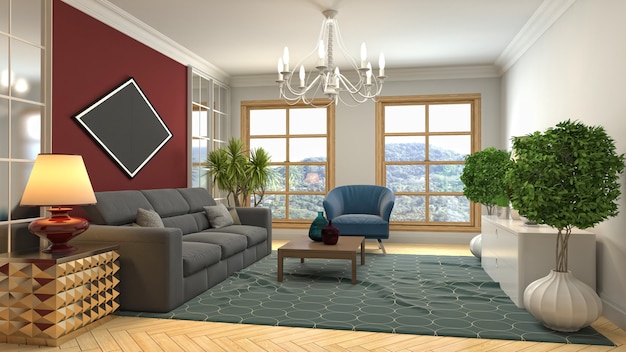 Illustration of the living room interior