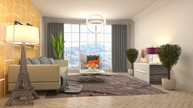 Illustration of the living room interior