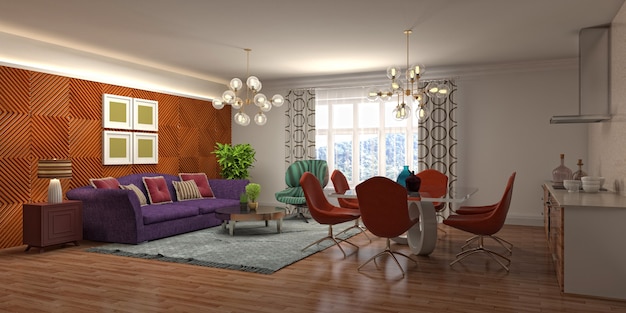 Illustration of the living room interior