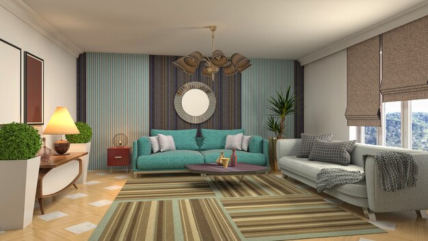 Illustration of the living room interior