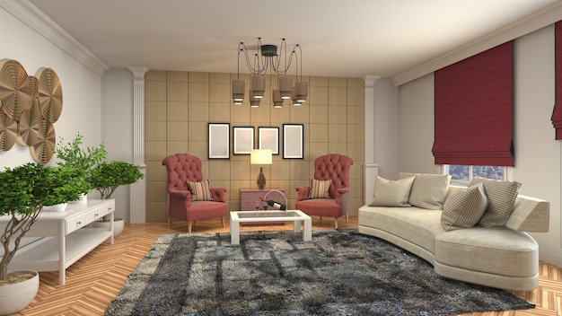 Illustration of the living room interior