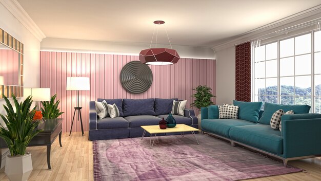 Illustration of the living room interior