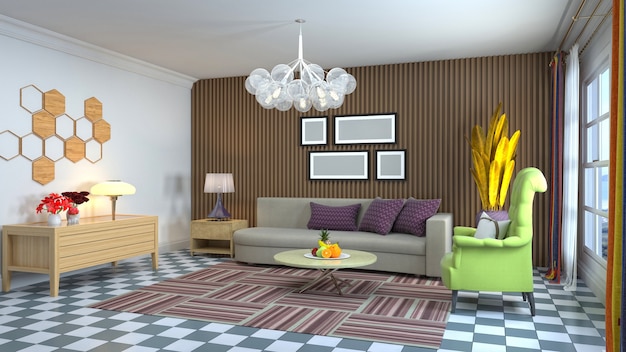 Illustration of the living room interior