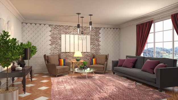 Illustration of the living room interior